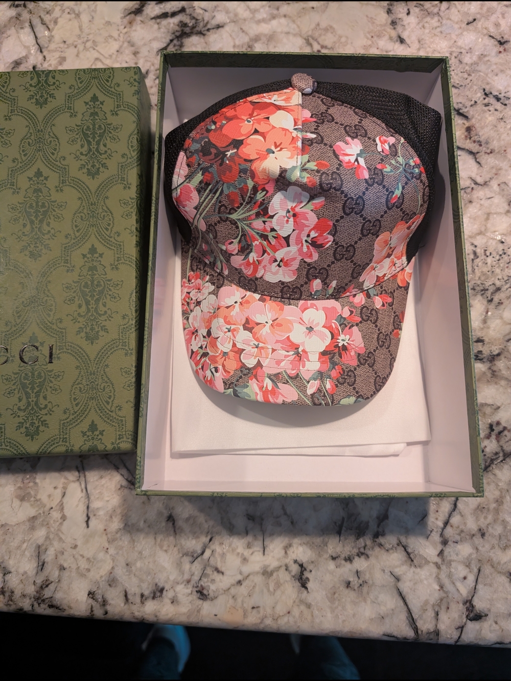 Gucci Floral GG Canvas Baseball Hat in Pink and Coral